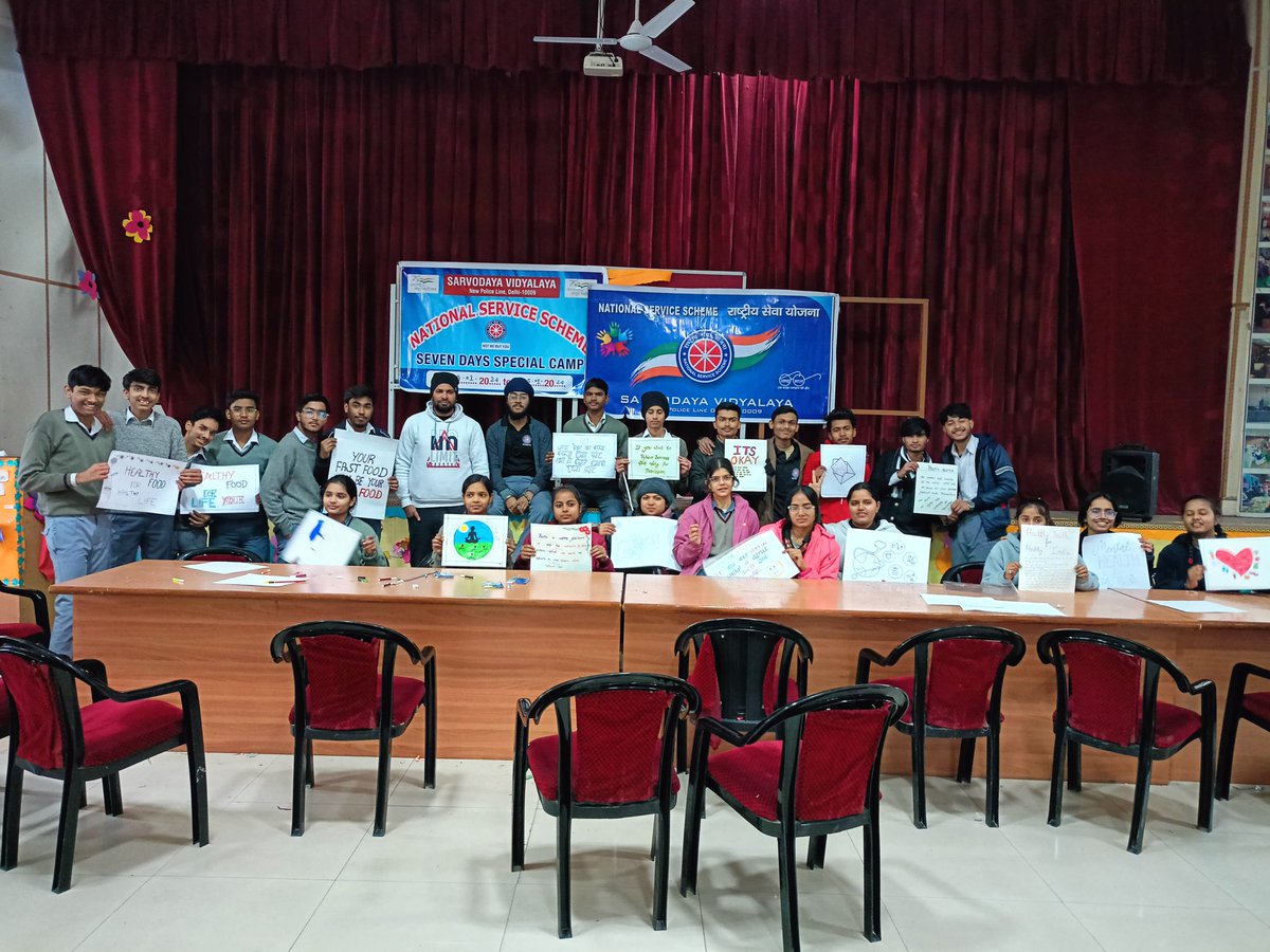 NSSSVNPL's tweet photo. Second day of special camp
#HealthyandeducatedYouth 
#fitness
Drawing and writing slogan on healthy youth,caring of plants , refreshment @NssrdD @_NSSIndia @DelhiNss @Dir_Education @1309004SVNPL @gayatrichawla81 https://t.co/2DCJeNidTN
