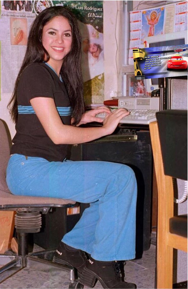 AngryMcQueen's tweet photo. Shakira watching Cars (2006) colorized https://t.co/8PmM6FAkW0
