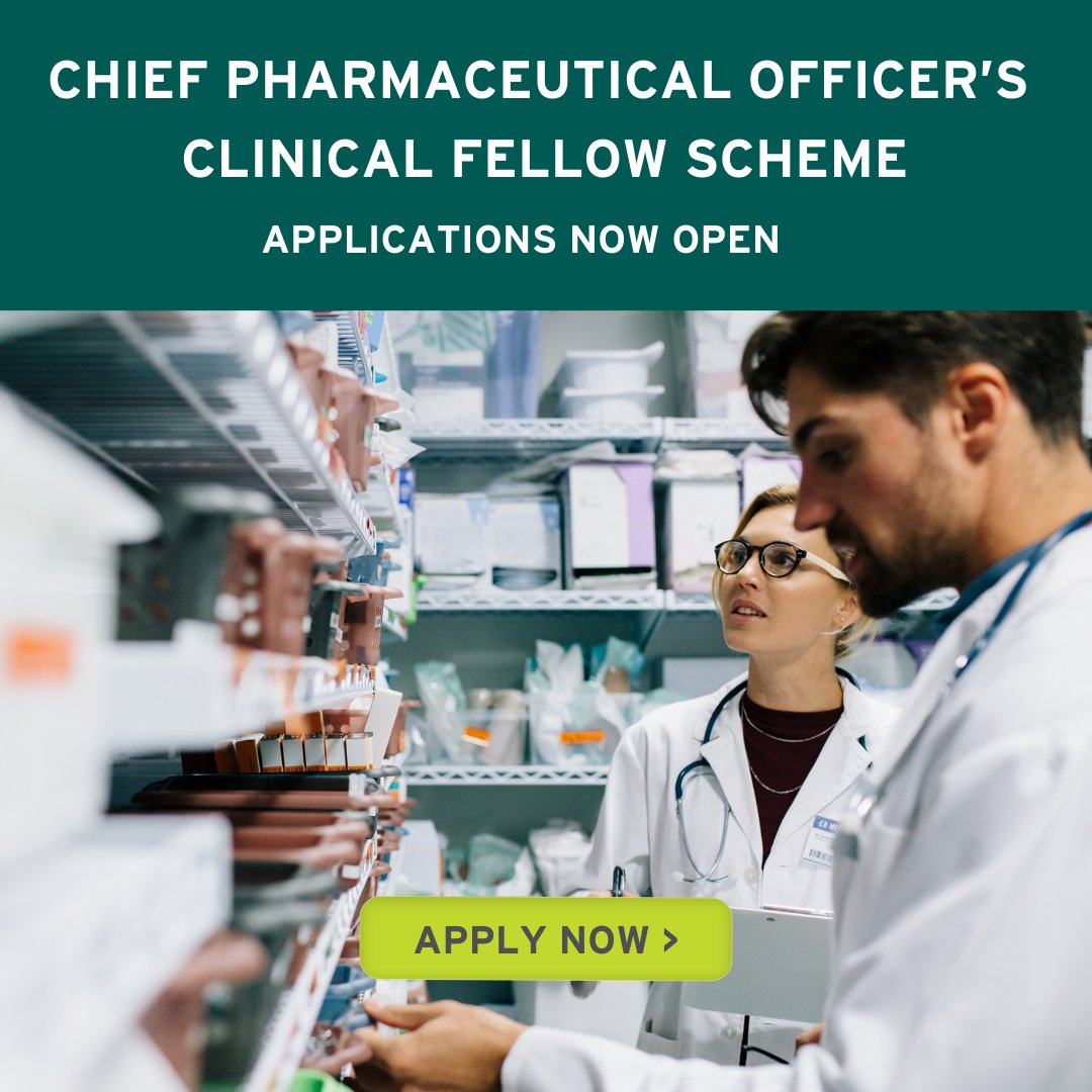 Applications are NOW OPEN for the Chief Pharmaceutical Officer’s Clinical Fellow Scheme! 

The programme offers pharmacists a unique 12-month experience in a non-clinical setting within healthcare-affiliated organisations.

Apply now: l8r.it/YkSc

#CFSPharmacy