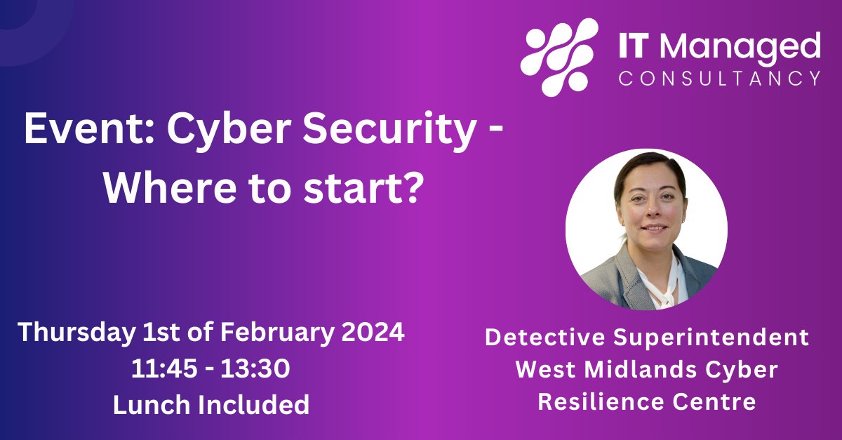 Don’t miss out on your chance to attend our Cyber Security event. We are excited to announce that Detective Superintendent Vanessa Eyles from The West Midlands Cyber Resilience Centre will be one of our guest speakers. #worcestershirehour Book now! eventbrite.ie/e/cyber-securi…