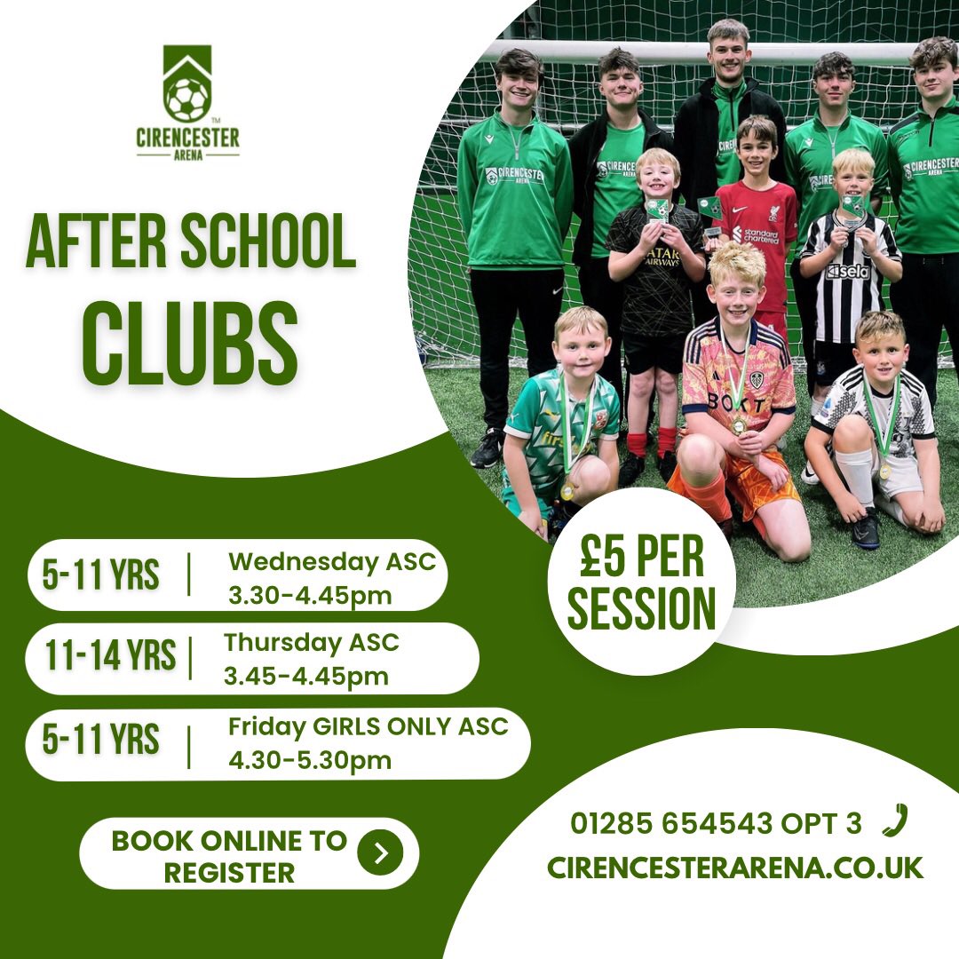 After School Clubs start back today!

Details below, bookings done online 💻