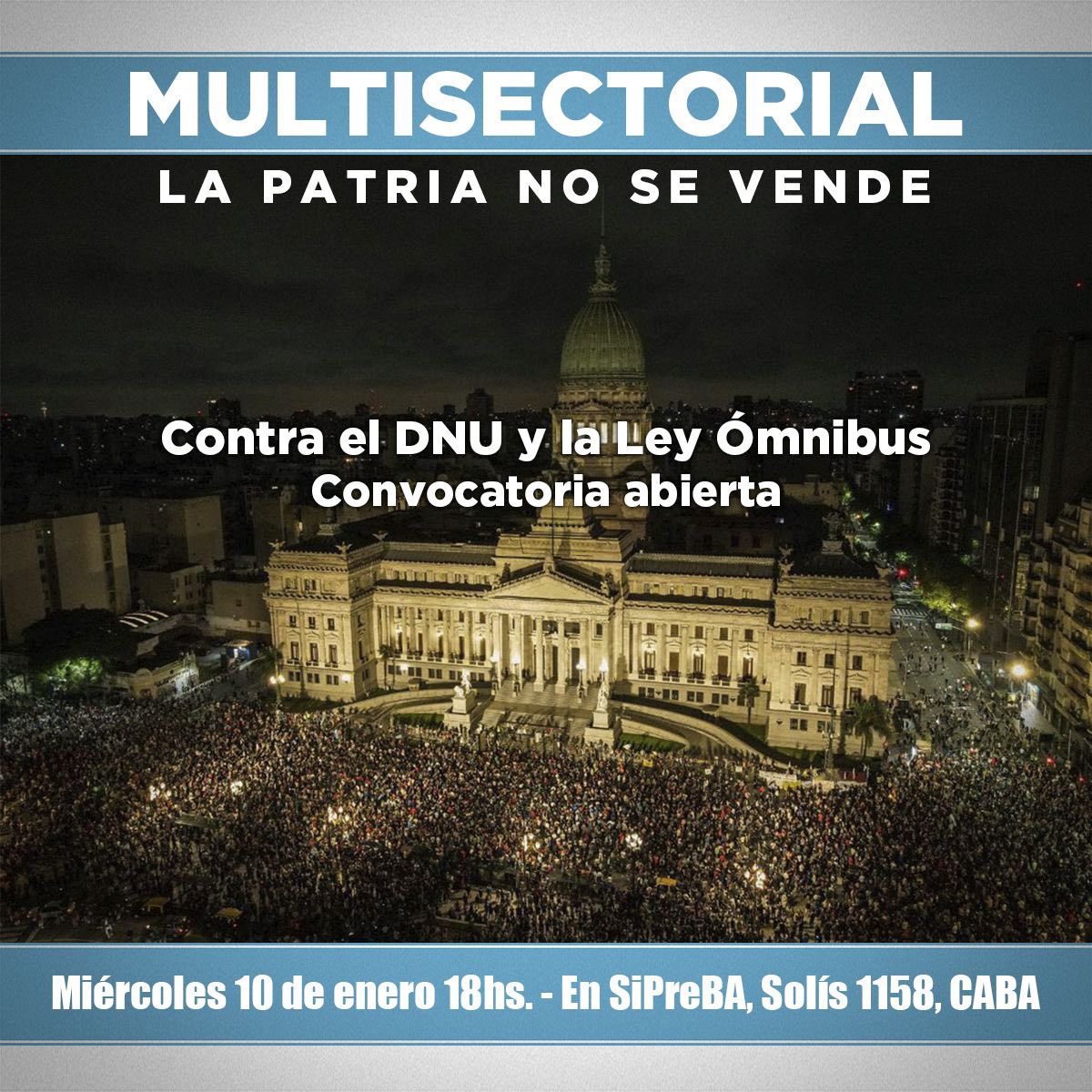 Hoy nos reunimos sindicatos de CGT y CTA, organizaciones sociales, académicos, inquilinos, clubes de barrio y más sectores afectados por el DNU, la Ley ómnibus, la devaluación y tarifazos, a pensar acciones de cara al #ParoNacional 

Después nos sumamos al #CacerolazoCultural