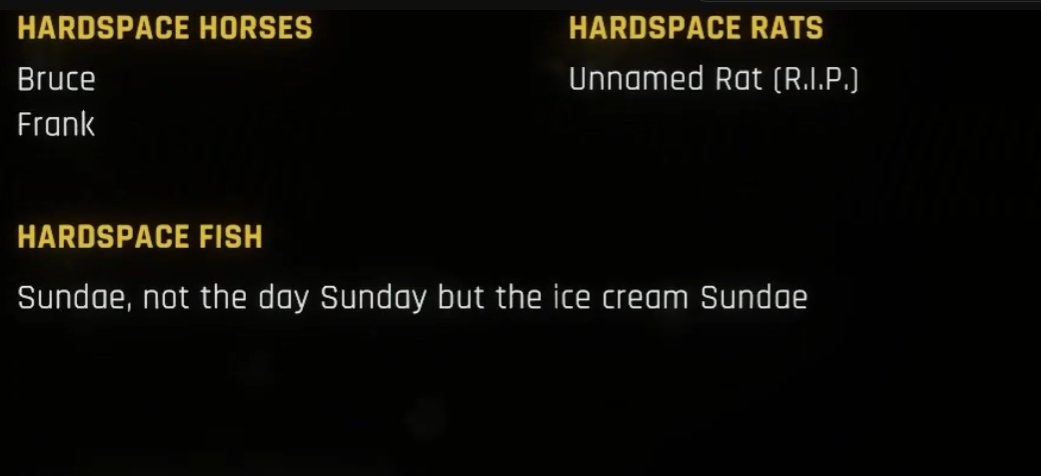 CreditsLoc's tweet photo. In Hardspace: Shipbreaker, by @BBIgames and @Focus_entmt, translators are NOT in the credits. However, the credits roll does include a full list of production babies, cats, dogs, horses, fishes and even an Unnamed Rat (R.I.P.).
Video credits: SteveTAGamer on YouTube https://t.co/iqpgViVX9D