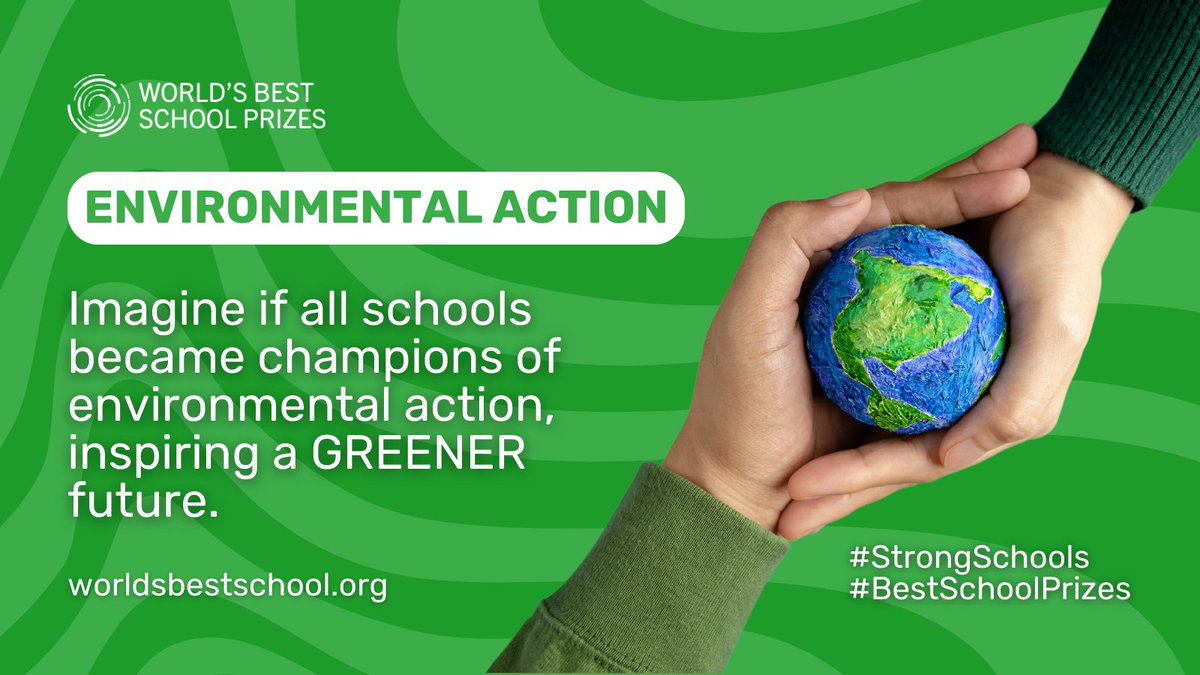 BestSchoolPrize's tweet photo. Our prize for #EnvironmentalAction celebrates schools that play an active role in combatting the climate crisis via education.🌿 🌟

If your #StrongSchool is taking actions to protect the planet, apply for the World's #BestSchoolPrizes 2024 now!  🌍💚
https://t.co/dZktpG4iA4 https://t.co/LNkCC43Ov6