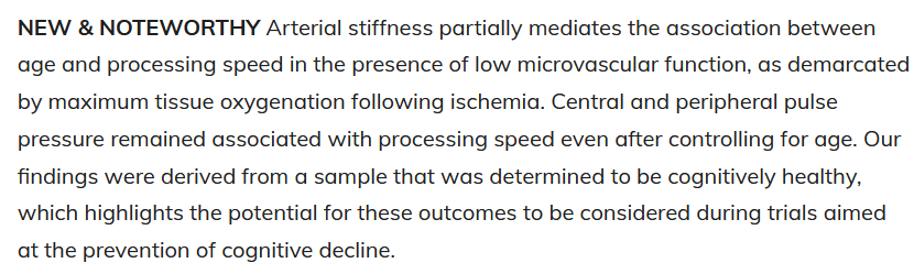 agingdoc1's tweet photo. Arterial stiffness mediates the association  between age and processing speed at low levels of microvascular function  in humans across the adult lifespan

Kyndall Ransom @miranda_traylor @joshkeller10

 @ajpheartcirc  

https://t.co/nLsSnBIG1i https://t.co/JVCjw5085l