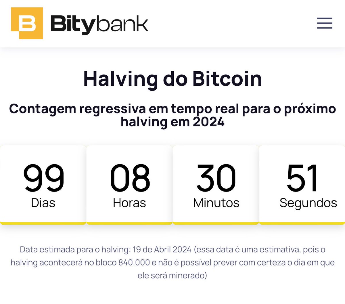 Faltam menos de 100 dias para o próximo Halving do #Bitcoin