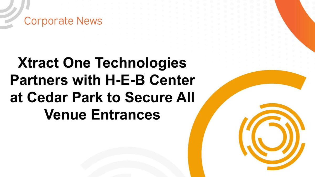XtractOne's tweet photo. Xtract One Technologies Partners with H-E-B Center at Cedar Park to Secure All Venue Entrances.
Read More : https://t.co/8fUdKEuVHJ
#patronscreening #weaponsdetection #securitytechnology https://t.co/o9jM66sscb