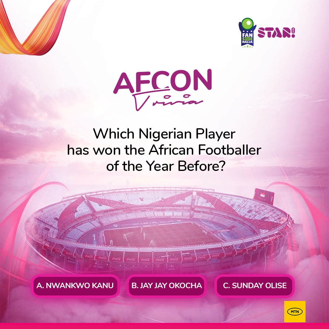 StarnewsNigeria's tweet photo. 3 days to AFCON23
Answer the trivia correctly and win a jersey courtesy @starnewsnigeria
You donโt want to miss out on all the exciting experiences from ๐จ๐ฎ
Subscribe to fansidenaija ( dial *33051*6# or Visit link https://t.co/xw0aWxlUeE
#ReadyForThe4th? #StarnewsAfcon https://t.co/DysJv45e8q