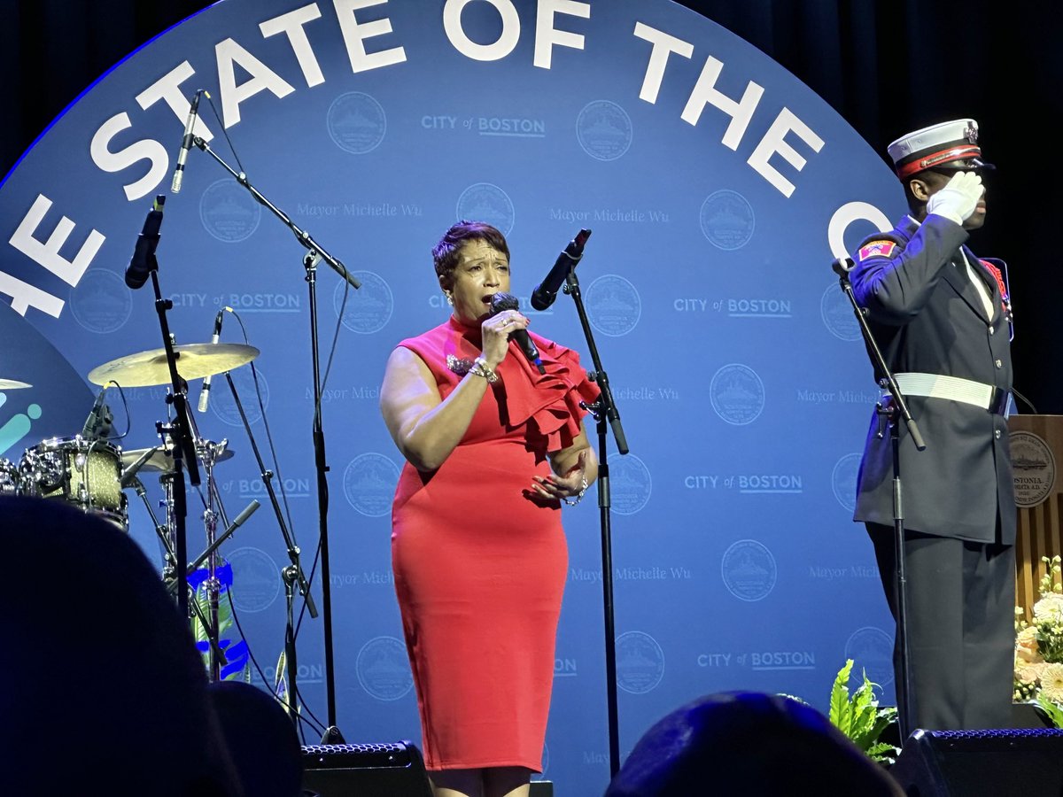BostonFire's tweet photo. Last night ⁦@MayorWu⁩ State of the City, Boston Fire Human Resource Director Lennie DeSouza gave a powerful performance of the National Anthem , as the BFD Honor Guard posted the Colors, and BFD Chaplain John Currie gave the Invocation. Highlighting the 1st ever BFD Cadets https://t.co/HjDuq3aGR0