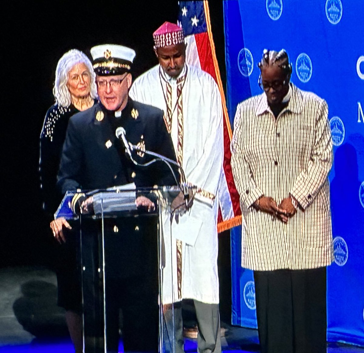 BostonFire's tweet photo. Last night ⁦@MayorWu⁩ State of the City, Boston Fire Human Resource Director Lennie DeSouza gave a powerful performance of the National Anthem , as the BFD Honor Guard posted the Colors, and BFD Chaplain John Currie gave the Invocation. Highlighting the 1st ever BFD Cadets https://t.co/HjDuq3aGR0