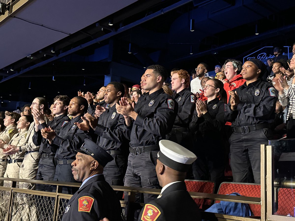 BostonFire's tweet photo. Last night ⁦@MayorWu⁩ State of the City, Boston Fire Human Resource Director Lennie DeSouza gave a powerful performance of the National Anthem , as the BFD Honor Guard posted the Colors, and BFD Chaplain John Currie gave the Invocation. Highlighting the 1st ever BFD Cadets https://t.co/HjDuq3aGR0