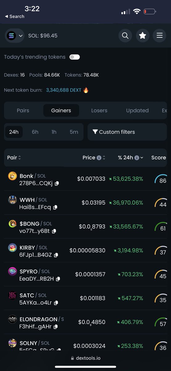 We are top gainers at dextools
$kirby
dextools.io/app/en/solana/…