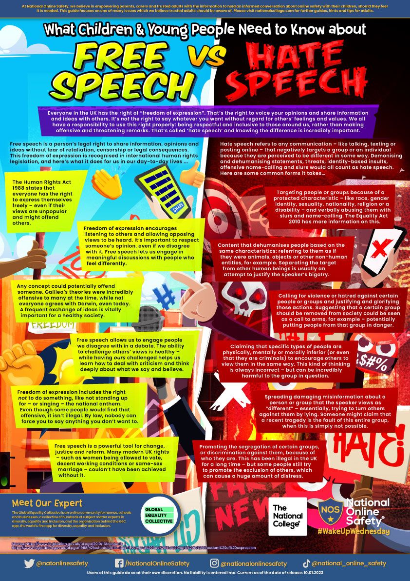 OneWoodfield's tweet photo. #WakeUpWednesday 10.01.24

With disturbing frequency, some individuals post damaging hate speech online under the guise of ‘freedom of expression’. This #WakeUpWednesday guide explores the crucial differences between free speech and hate speech. https://t.co/yyna8SaqaI