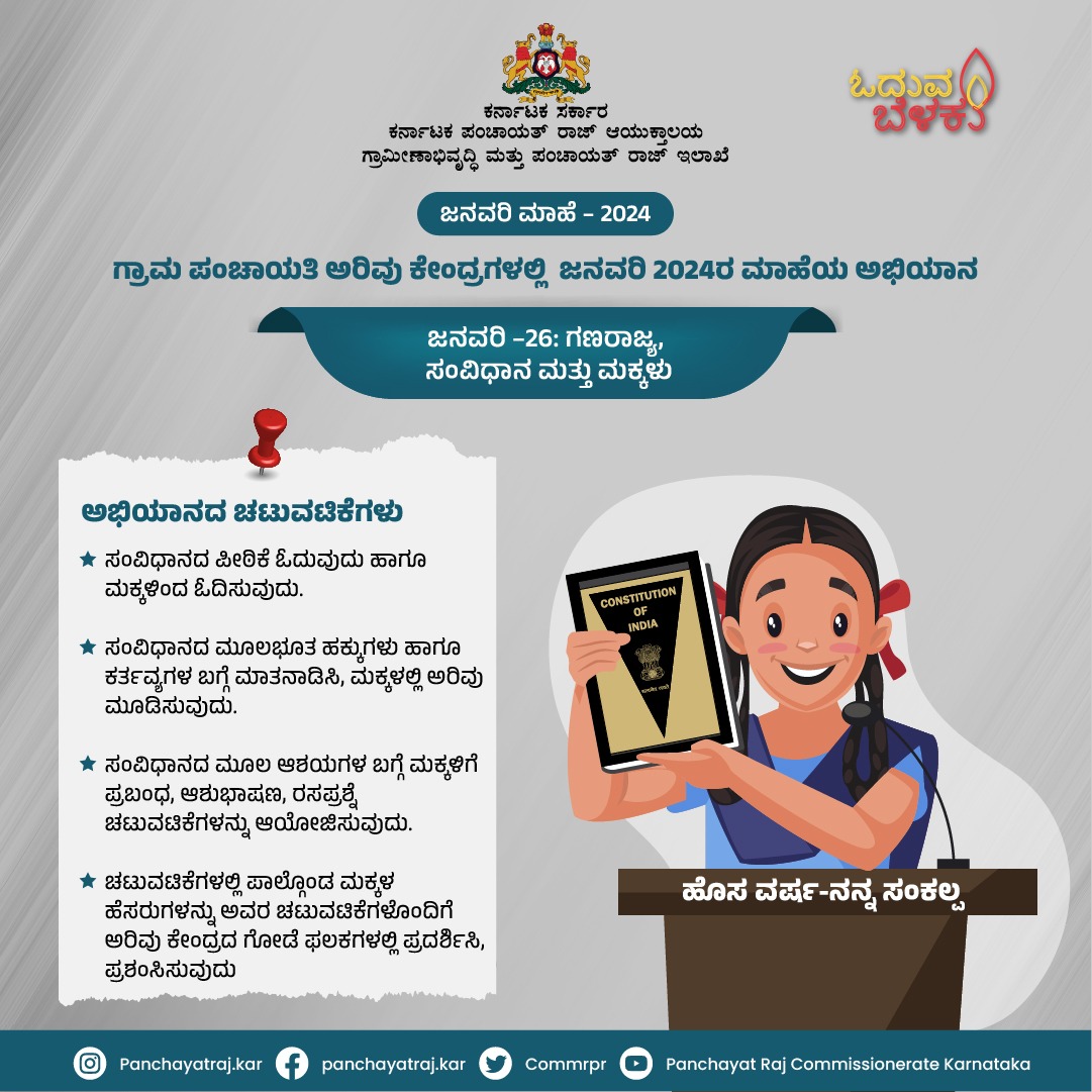 CommrPR's tweet photo. ಜನವರಿ ಮಾಹೆ 2024 ಅಭಿಯಾನದ ಚಟುವಟಿಕೆಗಳು
ಬನ್ನಿ ಮಕ್ಕಳೇ, ಗ್ರಾಮ ಪಂಚಾಯತಿ ಗ್ರಂಥಾಲಯ ʼಅರಿವು ಕೇಂದ್ರʼಗಳಲ್ಲಿ ನಡೆಯುವ ಅಭಿಯಾನದಲ್ಲಿ ಪಾಲ್ಗೊಂಡು ಯಶಸ್ವಿಗೊಳಿಸಿ.

#rdpr #ruraldevelopment #januarycampaign #library #digitallibrary

1/2 https://t.co/gqRCM0yrli