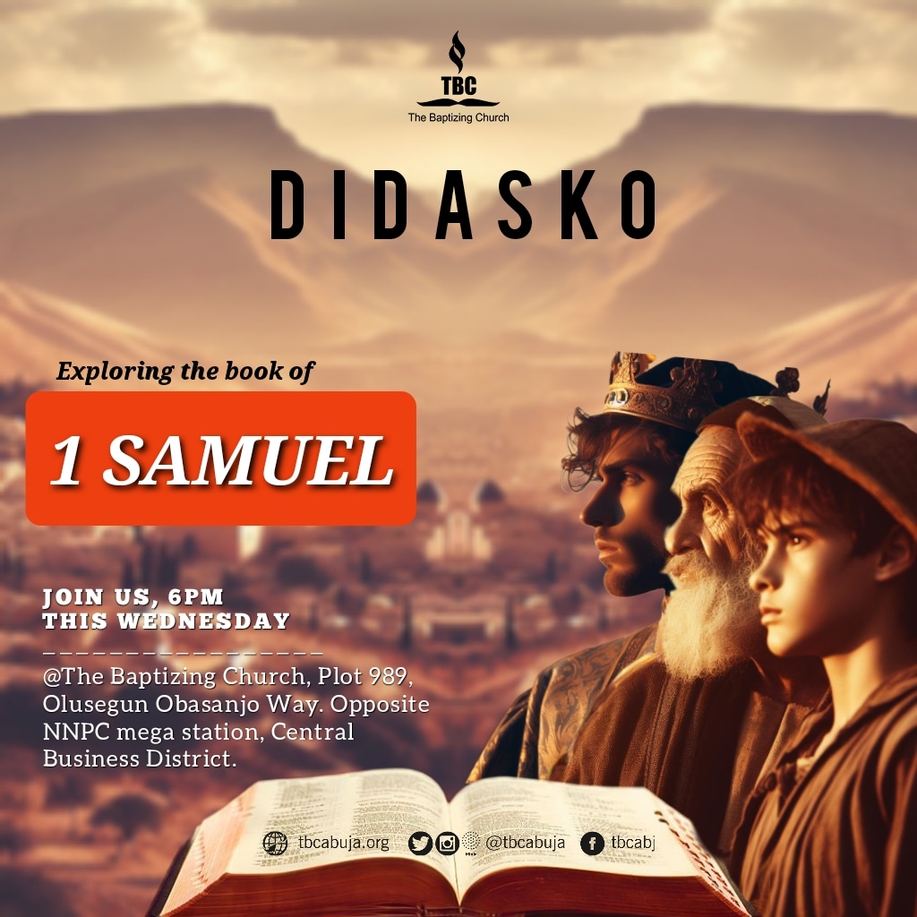 tbcabuja's tweet photo. Join us this evening at 6pm as we continue to explore the book of 1 Samuel.
Share this with a friend.
#didasko #TBCExcel #tbcabuja #biblestudyinabuja #biblescripture https://t.co/fFUR87Cbm4