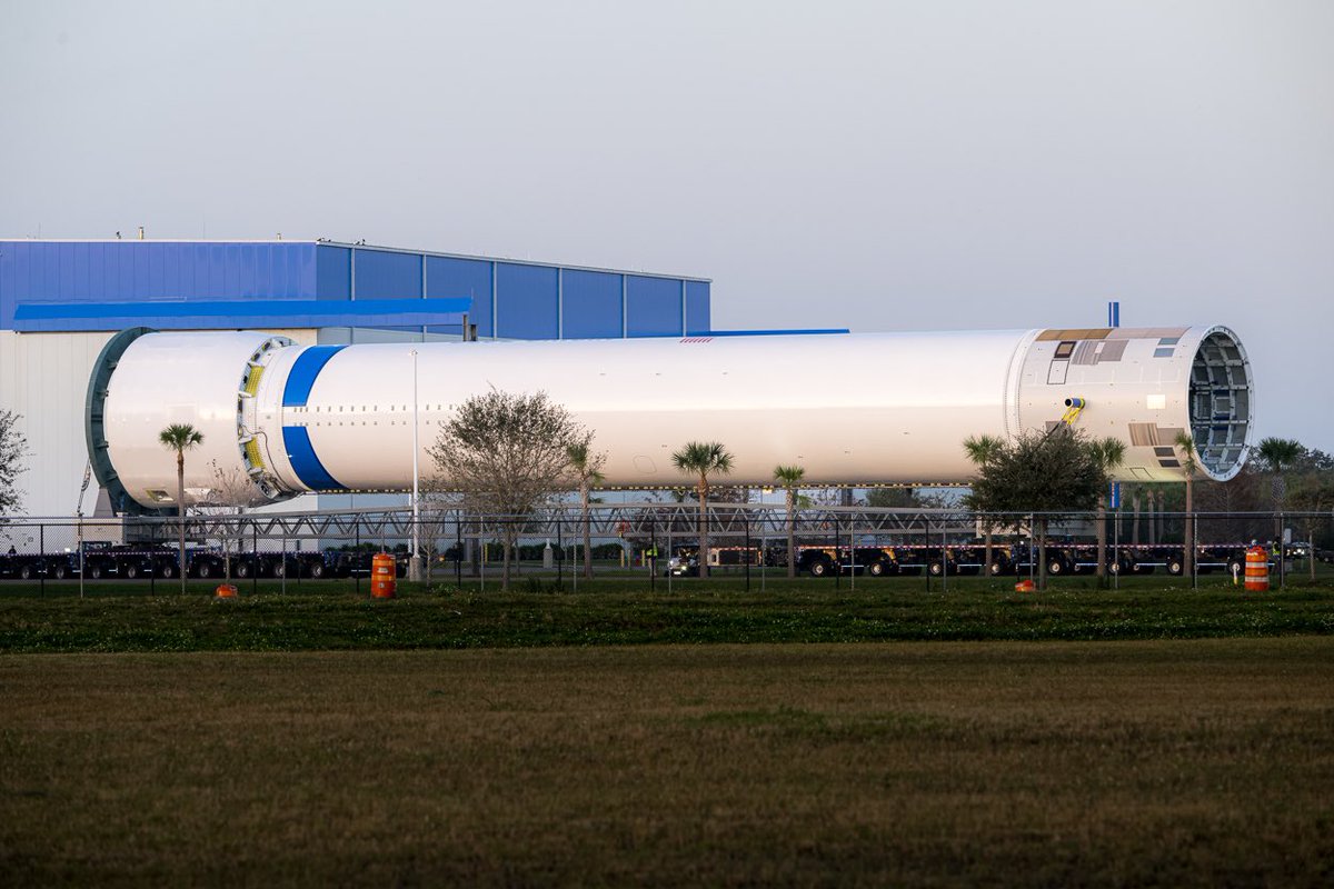 johnkrausphotos's tweet photo. New Glenn first stage hardware on the move at Blue Origin’s Merritt Island campus this morning, presumably headed to LC-36 https://t.co/clbux2spnX