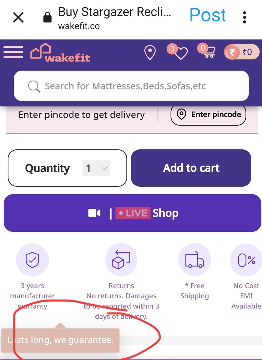 RavikumarMVR1's tweet photo. @consaff @jagograhakjago  Misled by @WakefitCo  ad which says 3 years warranty and purchased substandard item which developed repairs soon. 
Now they say warranty is for ONE year only !!! 
Why should such companies be allowed to cheat customers ?? https://t.co/K8P4EI12BP