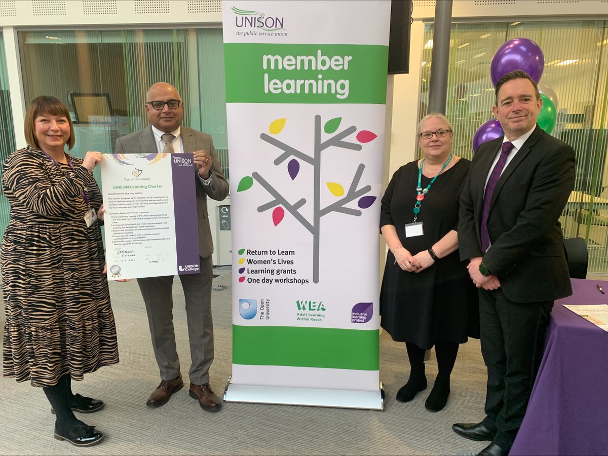 Delighted that @Unisonderbycity today signed a Learning Charter with Derby City Council committing both sides to work together to support the learning & development of all staff plus endorsing & encouraging the role of the ULR. 👏👏

@unisonlearning @UNISONEastMids