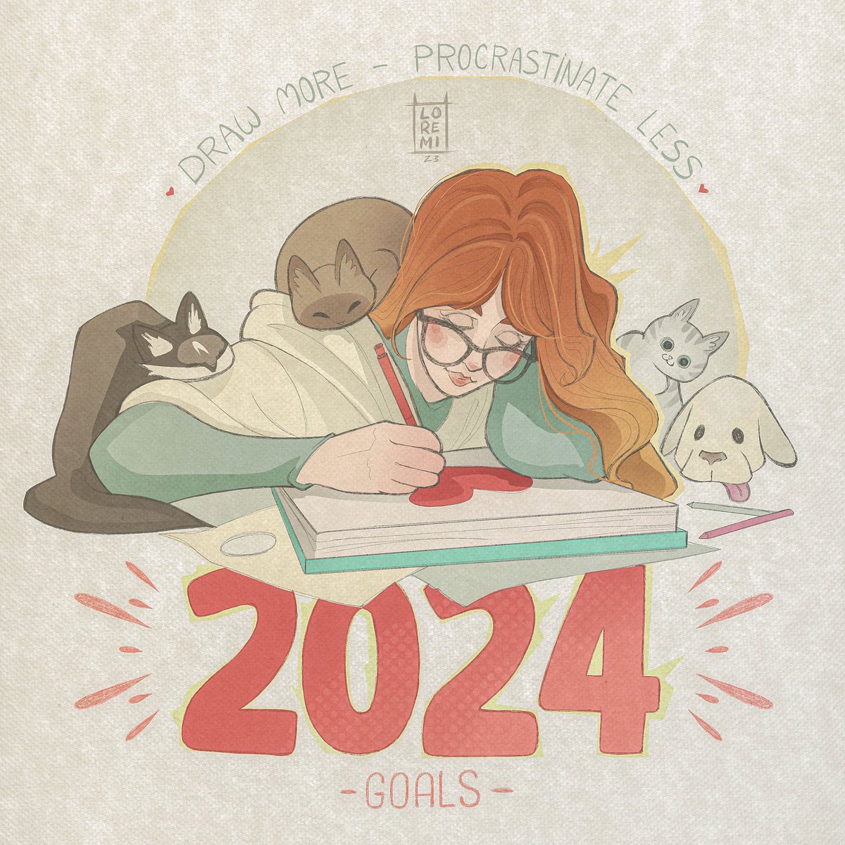 This year I have three #NewYearsResolutions.
This is the first one : draw more and procrastinate less.
I drew very little during 2023, but I planned and reflected a lot. Now it's time to take action and stop making up excuses to myself ❤️ #drawingoftheday #2024goals #digitalart