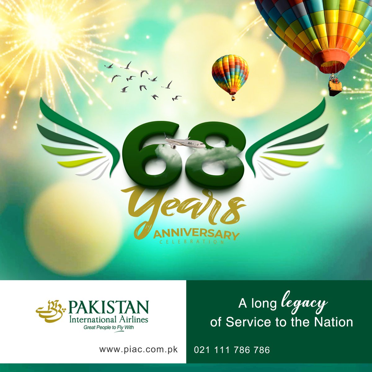 From humble beginnings to global heights; we soared through skies, weathering storms, embracing triumphs. Through it all, one constant: #Pakistan, our home, our reason to fly. Committed to connecting our nation, one flight at a time Celebrating 68 years of service to the nation!