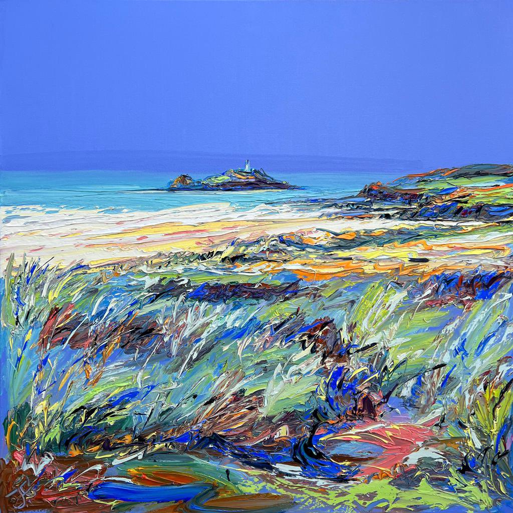 Just finished ‘Long Grass Gwithian’ 100cm x 100cm #contemporaryart #artforsale #cornwall