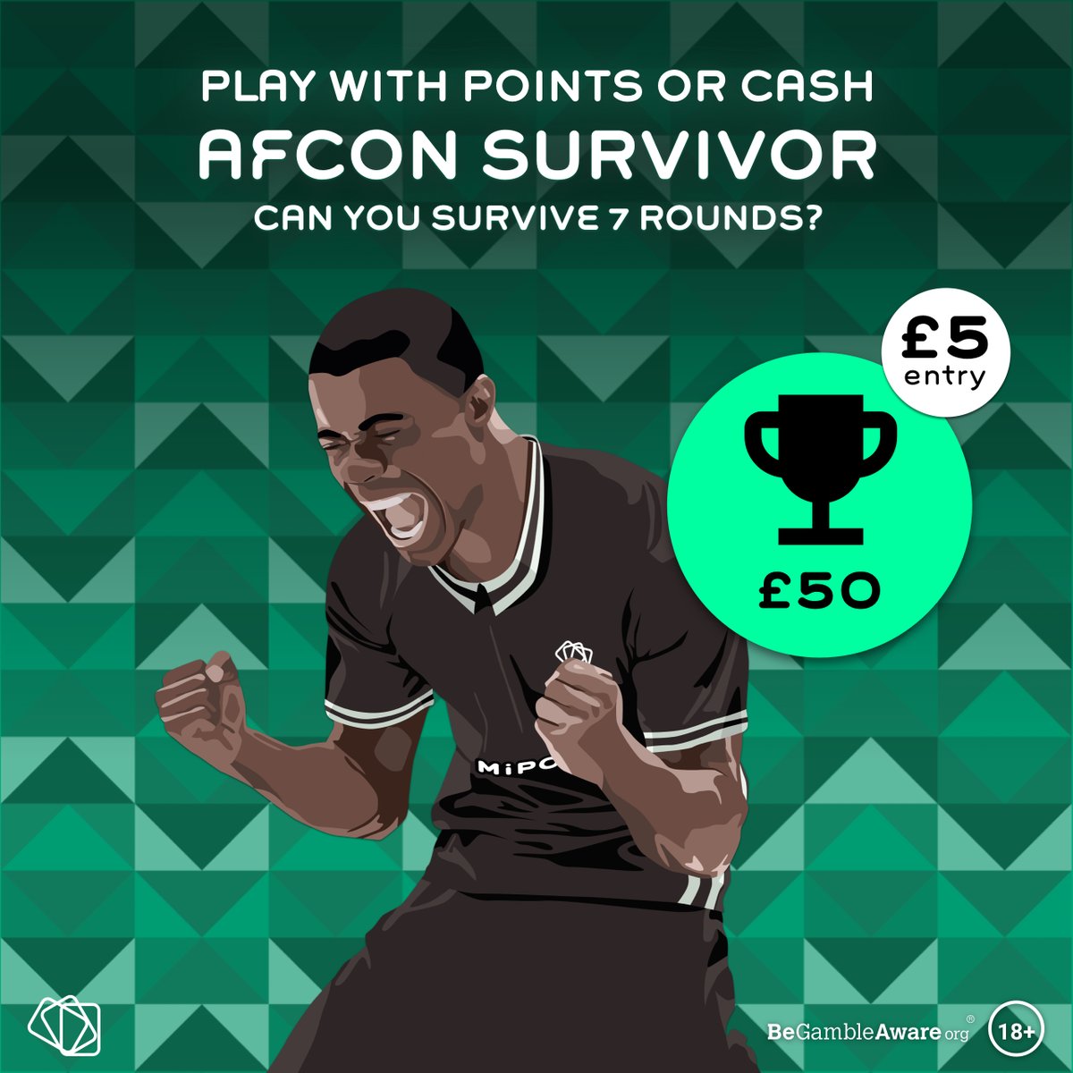#AFCON2023 kicks off this Saturday! 🌍⚽️

Have you joined our Survivor yet? Select a team to win each match day, but chose wisely as you can only pick each team once. ✅❌

Survive all 7 rounds to be a winner. Must be 18. Play now at MiPools.com

#ItPaysToPlay