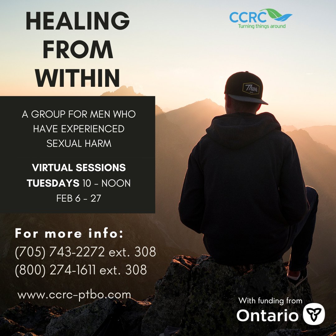 CCRC_Ptbo's tweet photo. A group for #adultmale #survivors of #sexualharm whether it is recent or #historic. Please call 705-743-2272 ext 308 for more info or to register #youarenotalone #Ptbo #Nogo #malesurvivor #supportgroup #Northumberland https://t.co/MJgs7SA4Ut