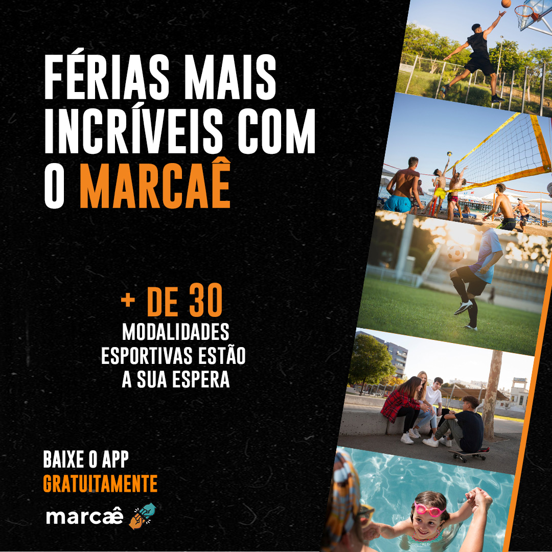 MarcaeApp's tweet photo. Preparado para as férias mais emocionantes? 🌟 

Com o Marcaê app, você tem acesso a mais de 30 modalidades esportivas diferentes.

Baixe gratuitamente o aplicativo e mergulhe em um mundo de diversão esportiva durante suas férias! 📲⚽🏄‍♂️🏀 https://t.co/9kLvq5Dnbh