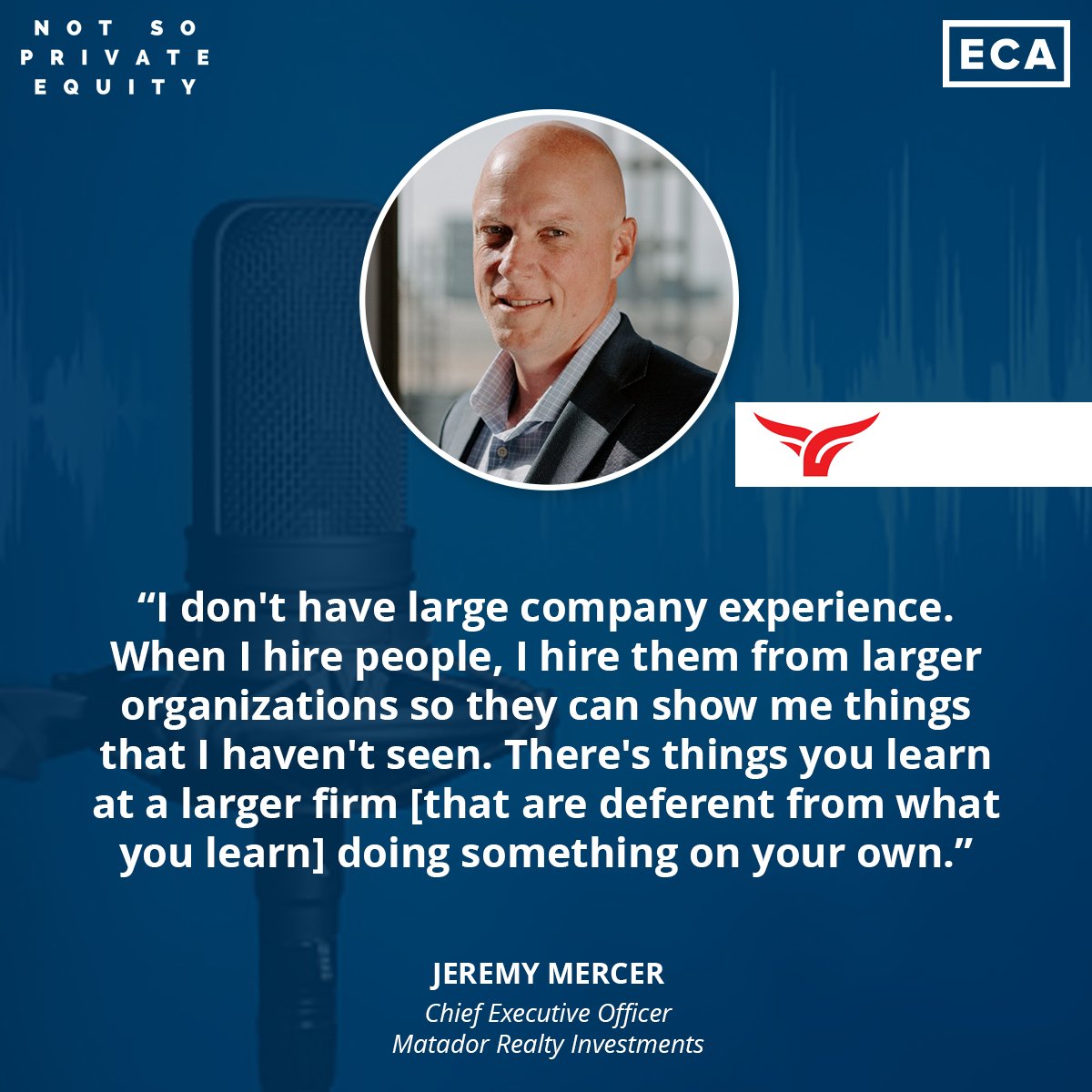 ECA_Partners's tweet photo. Jeremy Mercer, Chief Executive Officer at Matador Realty Investments, talks about his journey to real estate private equity, and the details of the invest style.

Listen here:
Spotify: https://t.co/22NkUiKHTI
Apple Podcasts: https://t.co/lqgnAvXKhI https://t.co/60YjjIKHWV