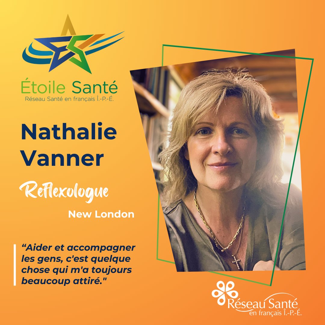 RSFIPE's tweet photo. 🌟Découvrez notre nouvelle Étoile Santé : Nathalie Vanner 🌟
Nathalie offre des services de réflexologie et de thérapie auriculaire dans son cabinet Balsio Reflexology Clinic à New London (IPÉ.
🌿 Envie d’en savoir plus? RDV sur notre site par ici: https://t.co/kpQntMDXgH https://t.co/H5puDzsFwC