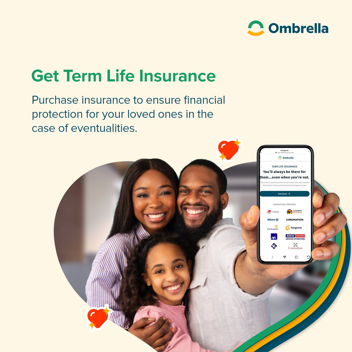 Don’t wait till you have enough money to show your family that you love them.

Start with the little things until the fortune comes. Start with a gift that keeps giving like term life insurance. Visit ombrellainsure.com to get started. 
#InsuranceinNigeria #TermLifeInsurance