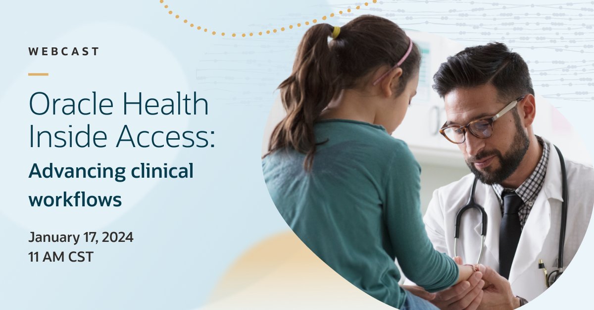 We launched the Oracle Health Inside Access webcast series to showcase our work to change the healthcare landscape globally.

Sign up for our next episode to hear how we're advancing clinical workflows: social.ora.cl/6012RU5S8