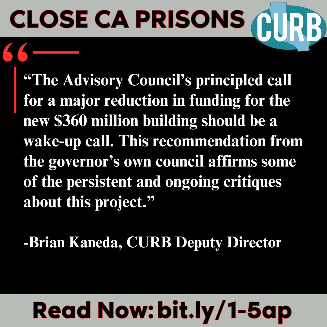 CURBprisons's tweet photo. 🚨 Breaking: Governor's advisory council backs major cuts to San Quentin's $360M project. It's time for smart reform, not costly buildings. Let's focus on #CommunitySafety with dollars saved from #PrisonClosure. More in the AP article!  ➡️https://t.co/bmi8UR8A5S

#CloseCAPrisons https://t.co/hrIZonKoA7