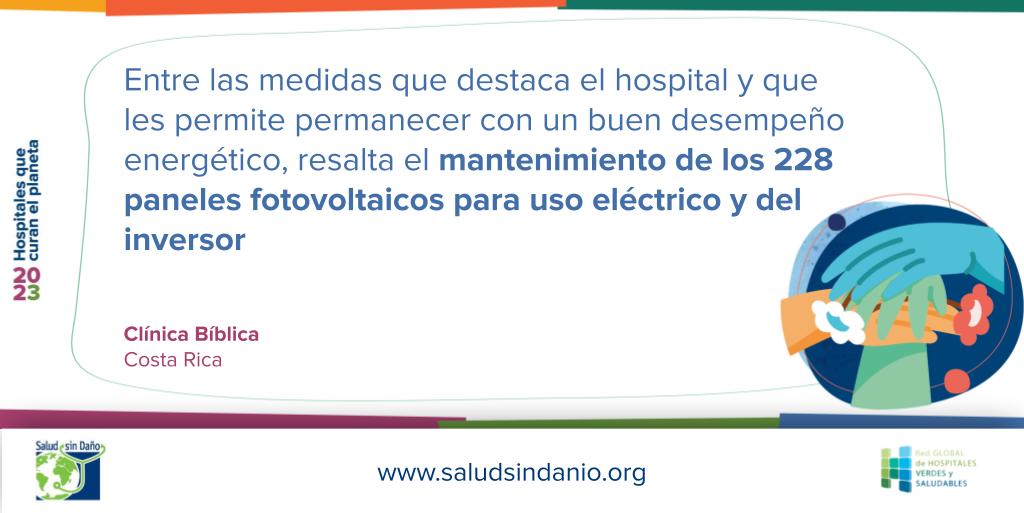 Salud sin Daño (@saludsindanio) on Twitter photo 🏥 🌎 <a href="/CLINICABIBLICA/">CLÍNICA BÍBLICA</a> 🇨🇷 sigue demostrando un buen desempeño en la reducción de la huella ambiental en objetivos como #agua y #energía💧💡
Descargá "Hospitales que curan el planeta" y conocé algunas de sus acciones:
🔗 saludsindanio.org/informe-2023
#hospitalessaludables 🏥 🌎 <a href="/CLINICABIBLICA/">CLÍNICA BÍBLICA</a> 🇨🇷 sigue demostrando un buen desempeño en la reducción de la huella ambiental en objetivos como #agua y #energía💧💡
Descargá "Hospitales que curan el planeta" y conocé algunas de sus acciones:
🔗 saludsindanio.org/informe-2023
#hospitalessaludables