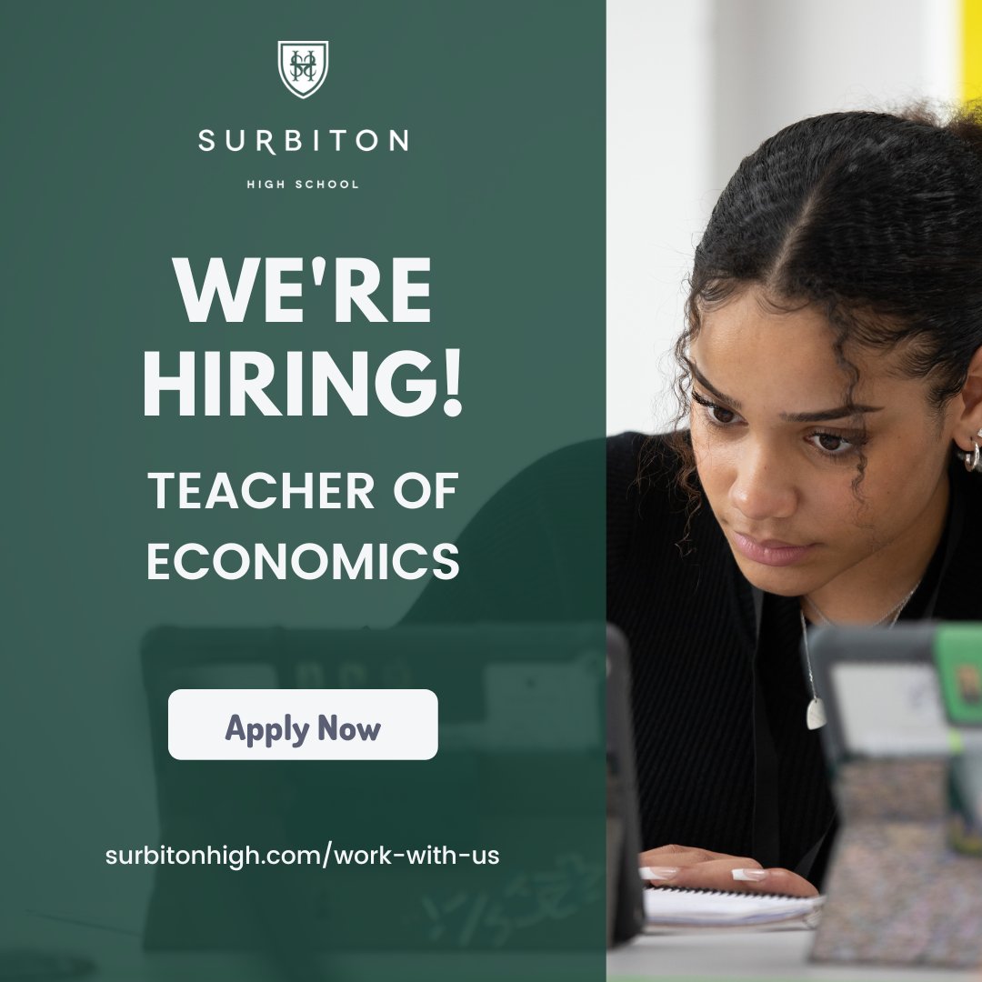 Surbiton High School is searching for a talented Teacher of Economics. Ignite curiosity and critical thinking in our students - learn more and apply now ⬇️
bit.ly/3vv5RWJ
#JoinTheTeam #Hiring #Recruitment