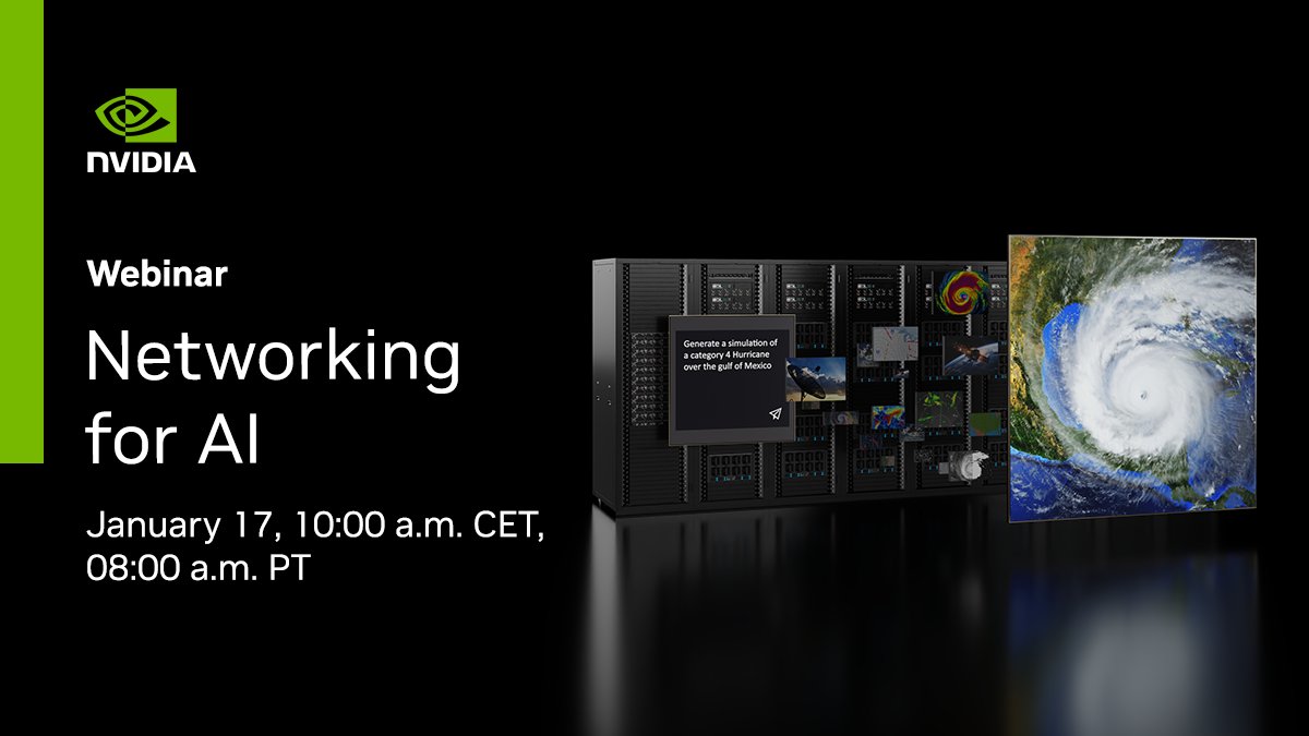 NVIDIANetworkng's tweet image. Mark your calendar for January 17 at 10 AM CET and 8 AM PT - our exclusive webinar explores the critical requirements for tasks like training models and deploying #GenerativeAI. Secure your spot now: nvda.ws/48gDQ3l #NetworkingforAI