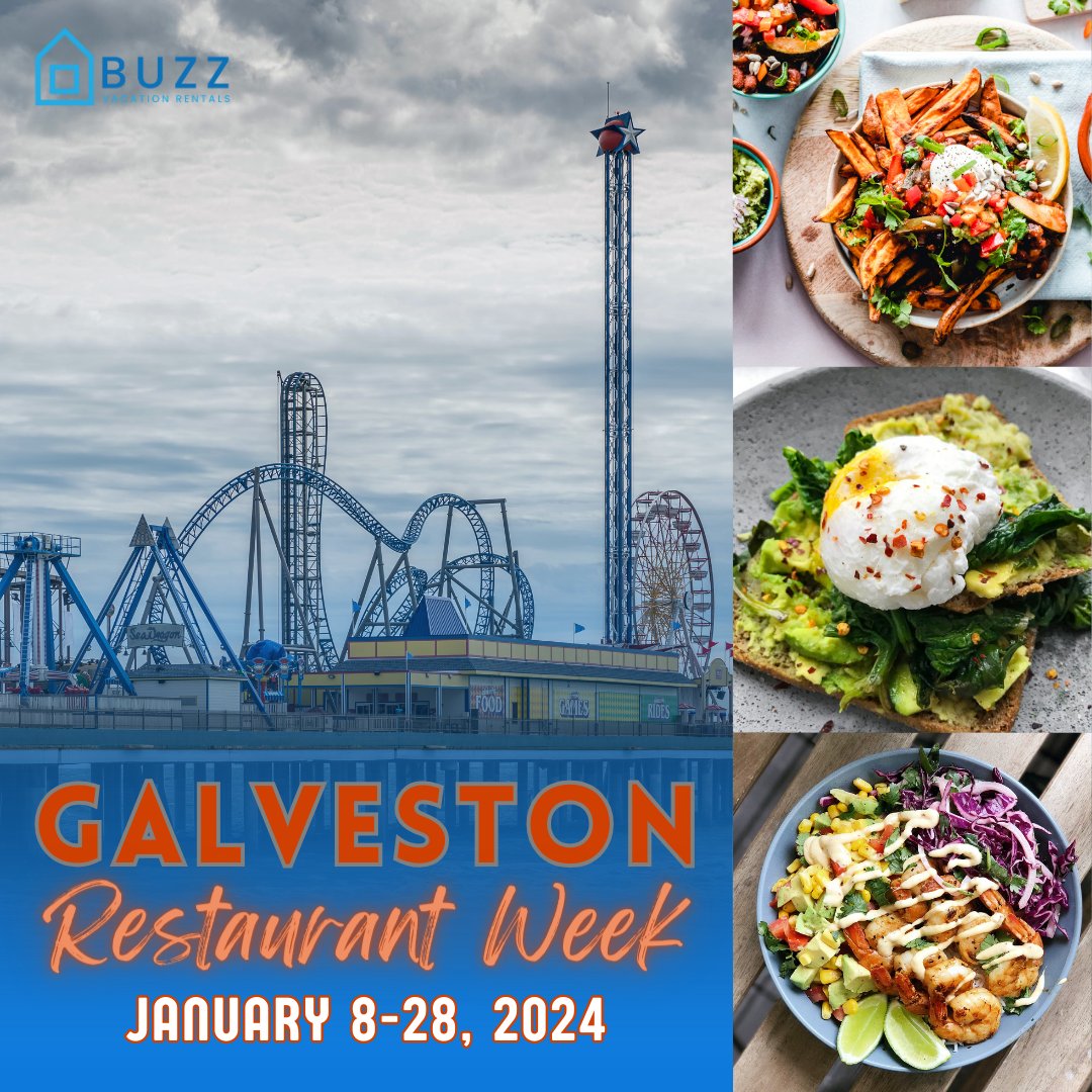 Buzz_Rentals's tweet photo. Escape to our cozy vacation rental and indulge in the flavors of Galveston Restaurant Week! 🍽️ From January 8-28, 2024, indulge in the culinary delights of this island paradise with discounted fixed price menus from the best local restaurants.

#GalvestonRestaurantWeek https://t.co/TyYsSHweTY