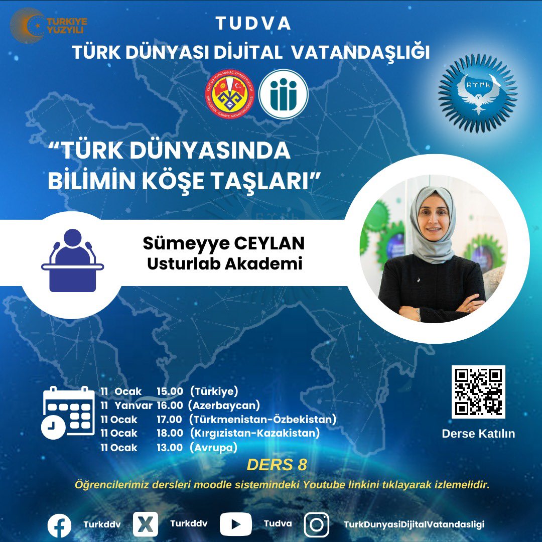 Turkddv's tweet photo. Türk Dünyası Dijital Vatandaşlığı Projesi  dönemin son dersiyle öğrencileriyle buluşuyor.  ‼️Dönemin Son dersine öğrencilerimizin moodle sistemi üzerinden YouTube linkiyke katılmaları gerekmektedir.
#tudva
@yurtdisiturkler 
@usturlabegitim 
@TBMMresmi 
@yurtdisiturkler https://t.co/Hm5AfDqFU5