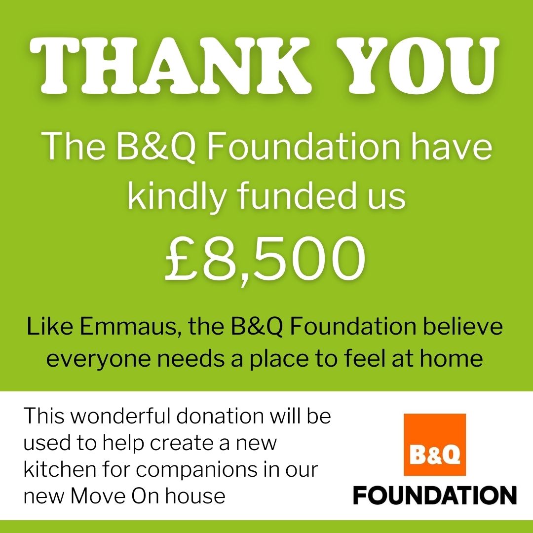 Emmaus Oxford are delighted to announce they have received a grant of £8,500 from @BandQ and @nbrly B&Q are helping to create better, safer places for the people in our communities who need them most. #charity #homeless #homelessnesscharity #grant #charitabledonation