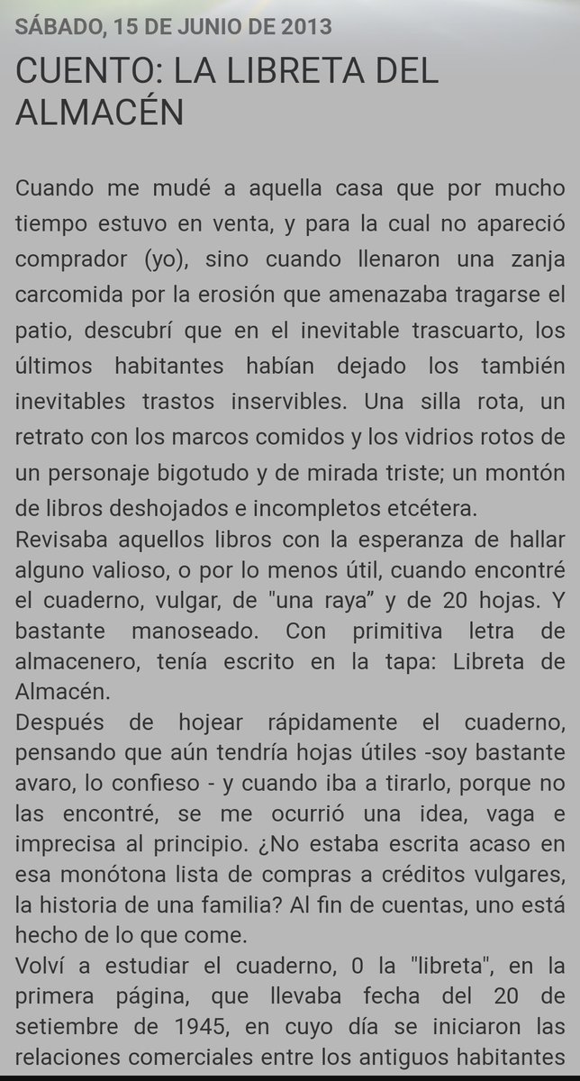 Bibliomaniatico's tweet photo. El mejor cuento que leí en mi vida:

"La libreta del almacén", de Mario Halley Mora. https://t.co/MVmZYoI8Uj