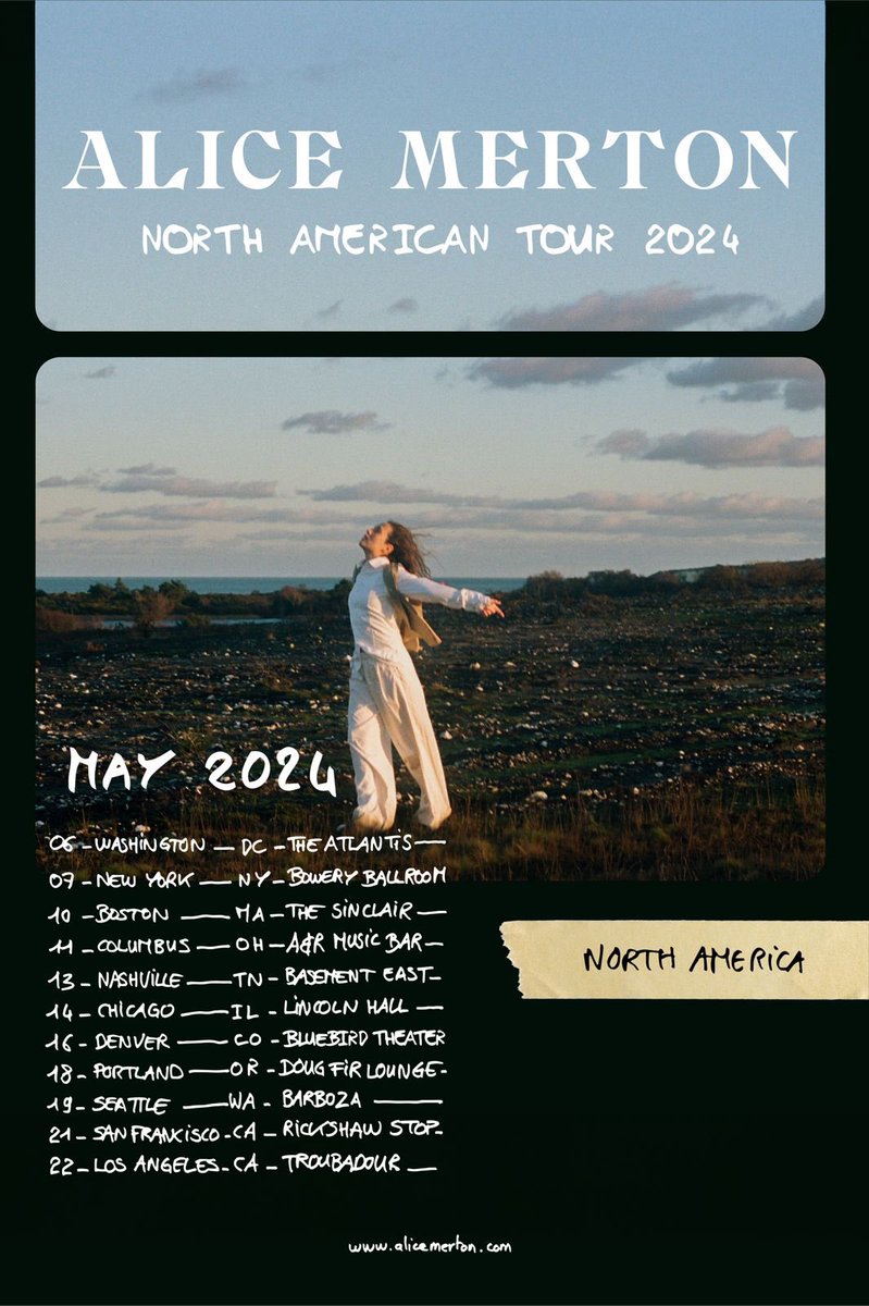 It’s finally time to come back to the US!
Tickets available at alicemerton.com