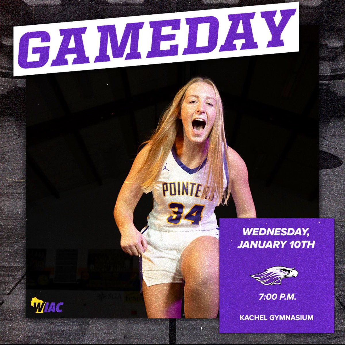 UWSPWBB's tweet photo. Get 🆙…Get 🆙…It’s GAMEDAY 🏀🏀 

Challenge &amp; Opportunity await as we head south 🚌⬇️ for our first @wiacsports competition away from home‼️‼️

📍Kachel Gymnasium
⏰ 7:00pm
🆚 UW Whitewater 
📺 https://t.co/MabkYGxsN9 
📊 https://t.co/nsvLNmpVLZ 

💜 #Pointers 🦅 #FlyHigher 💛 https://t.co/2UICjk2Qwx