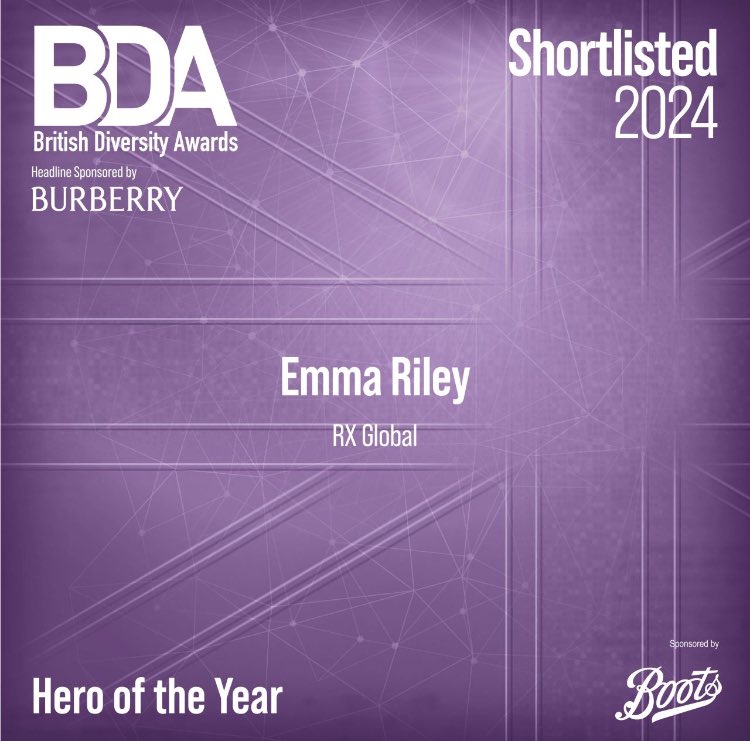 VDCEmma's tweet image. Wow! This is a massive surprise!

Thank you to Merilyne Davies and all my team at @RXGlobal_ for the nomination. Hugely honoured to be in the mix with all the fabulous people on the @BritDiversity #HeroOfTheYear award sponsored by @BootsUK