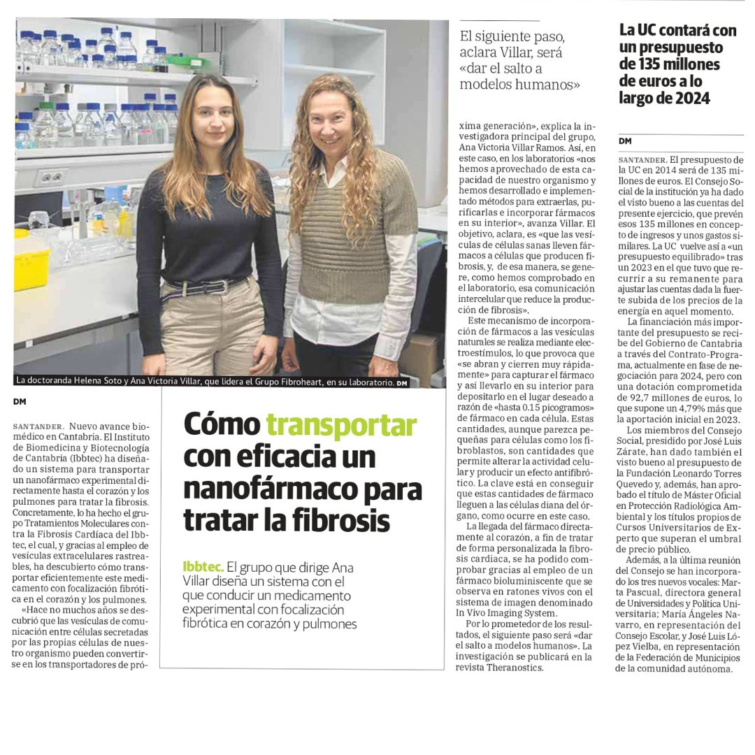 FIBROHEART (@fibrolab1) on Twitter photo Además de la publicación en el suplemento Conocimiento del <a href="/dmontanes/">eldiariomontanes.es</a>, ya es oficial en #Theranostics "Fibroblast-derived extracellular vesicles as trackable efficient transporters of an experimental nanodrug with fibrotic heart and lung targeting" thno.org/v14p0176.htm Además de la publicación en el suplemento Conocimiento del <a href="/dmontanes/">eldiariomontanes.es</a>, ya es oficial en #Theranostics "Fibroblast-derived extracellular vesicles as trackable efficient transporters of an experimental nanodrug with fibrotic heart and lung targeting" thno.org/v14p0176.htm