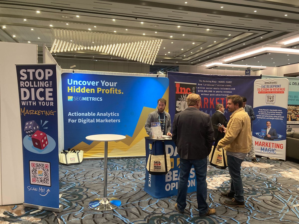 The SegMetrics booth at <a href="/traffic_summit/">traffic_summit</a> is looking good ✨. Swing by, meet our team, and pick up some goodies.