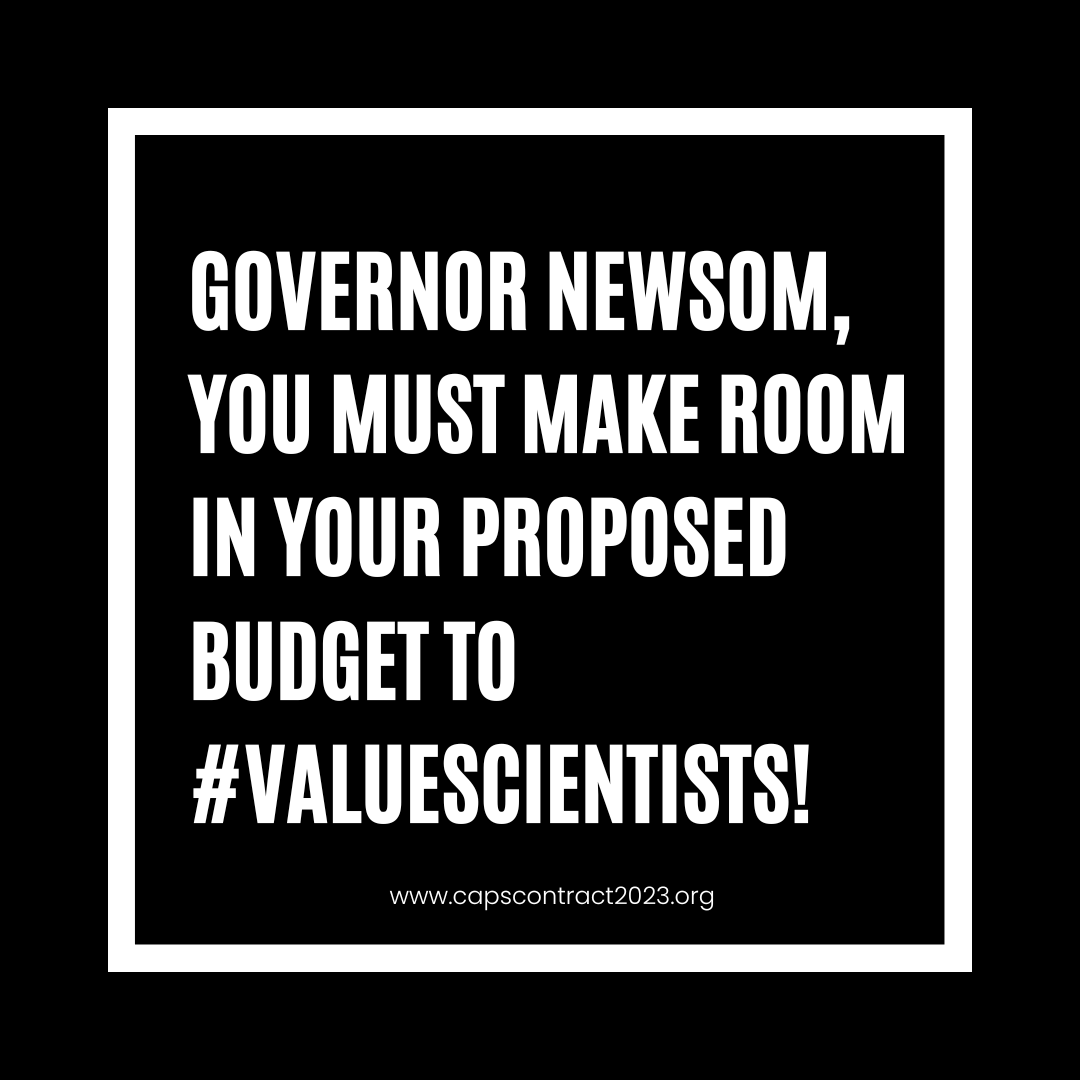 FlatGavin's tweet photo. @capsscientists have been out of a contract for 4 years. We made history in November with our 3-day “Defiance for Science” strike, as California’s first state civil service employee union to strike ever. https://t.co/0tJKvLtN09