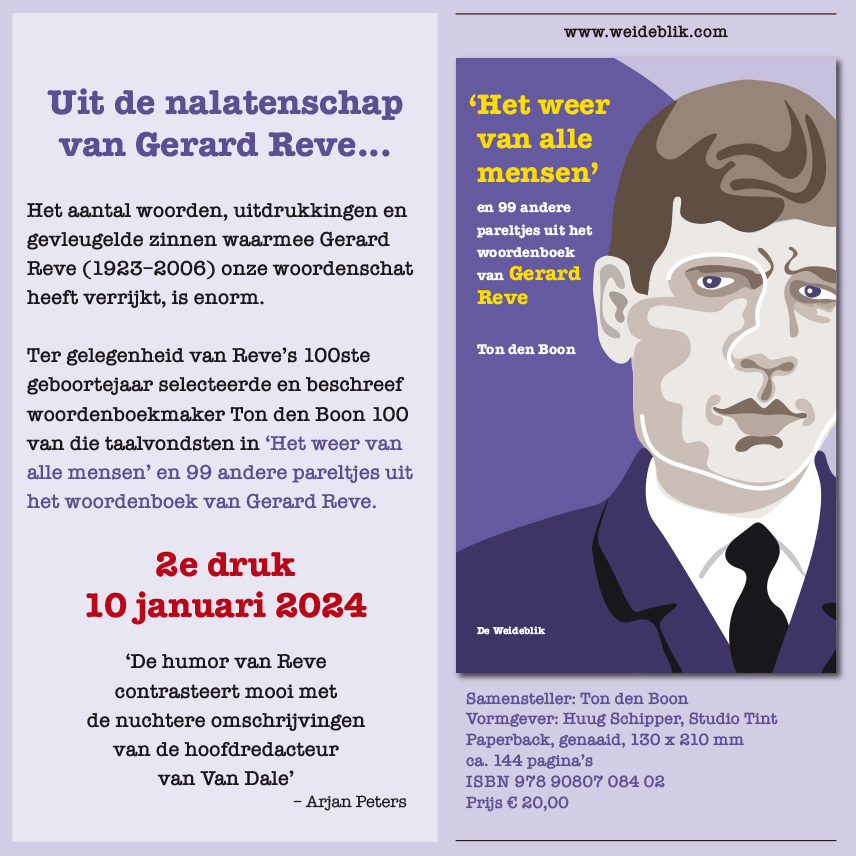 Hij is weer leverbaar!

Vandaag werd de tweede druk (!) van 'Het weer van alle mensen' bij het Centraal Boekhuis afgeleverd. 

Je kunt het boek dus weer bestellen.