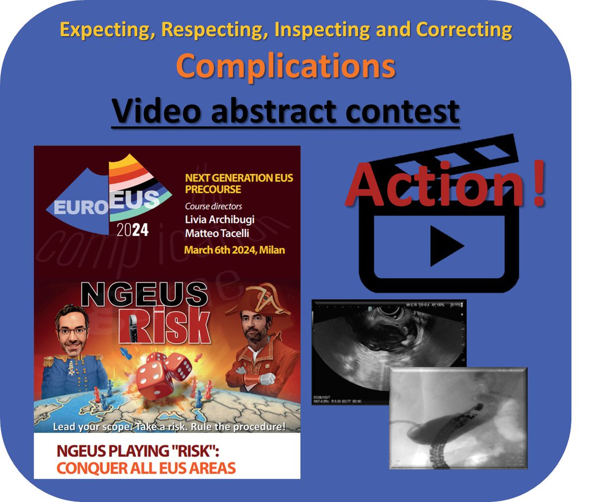 For 2024 NGEUS edition ➡️abstract contest on EUS complications🚀
🧐Aim: inspect &amp; discuss how to/not to solve them, what could have been done better, what the dilemmas behind it were etc.
Win a FREE hands-on spot!!
Details below:⬇️