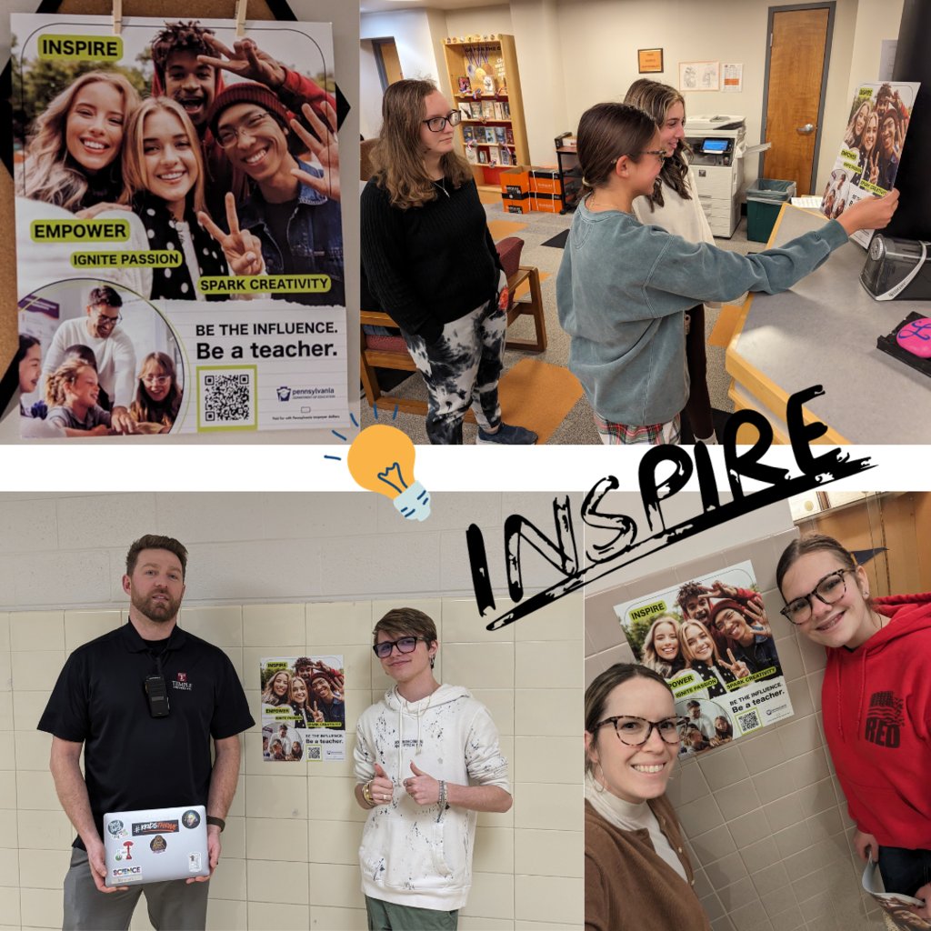NAHS1619's tweet photo. Today we took the time to hang posters in our halls from @PADeptofEd to promote the Education field! Be the Influence. Be a Teacher. #Teacher @PDESecretary @KKidprincipal #teacher #betheinfluence https://t.co/SNIbb5cjvR