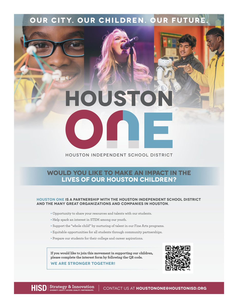 HISD Strategy and Innovation (@hisdinnovation) on Twitter photo Join the Houston One movement in supporting our children! Help spark an interest in STEM and nurture talent in Fine Arts programs! Let’s prepare our students for college and career aspirations. <a href="/HoustonISD/">Houston ISD</a> <a href="/HISDCTE/">Houston ISD CTE</a> @HISDChoice Join the Houston One movement in supporting our children! Help spark an interest in STEM and nurture talent in Fine Arts programs! Let’s prepare our students for college and career aspirations. <a href="/HoustonISD/">Houston ISD</a> <a href="/HISDCTE/">Houston ISD CTE</a> @HISDChoice